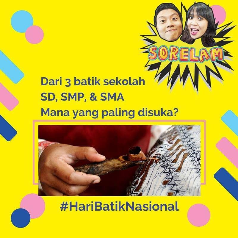 Jaman sekaloh selalu seneng pas pake baju batik, I-Listeners suka sama batik jaman sekolah SD, SMP, atau SMA? alasannya? #HariBatikNasional