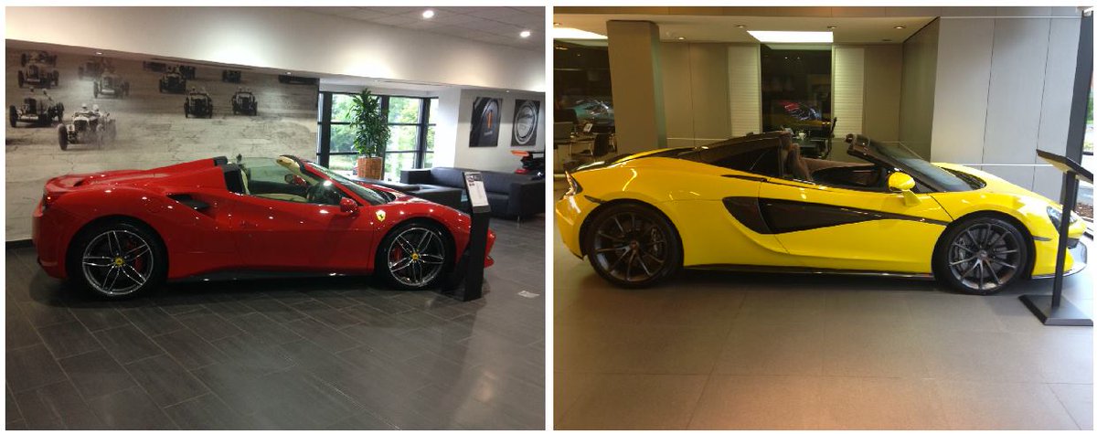 Chatsbrook's tweet photo. Which do you prefer the Red Ferrari or the Yellow Mclaren? #redoryellow #ferrariormclaren #ferrari #mclaren #supercarfinance https://t.co/ThNM8DrX1l