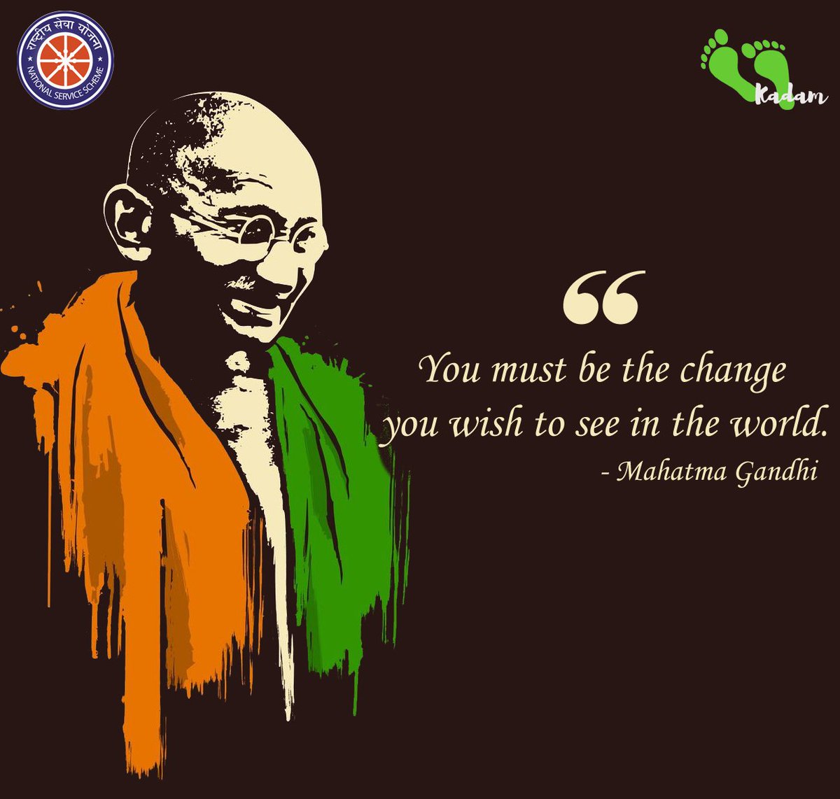 NM_NSS's tweet photo. #NMNSS wishes you all #HappyGandhiJayanti ! Lets not just remember him but also follow in his footsteps.
#MakeADifference https://t.co/k5muJ6flPA