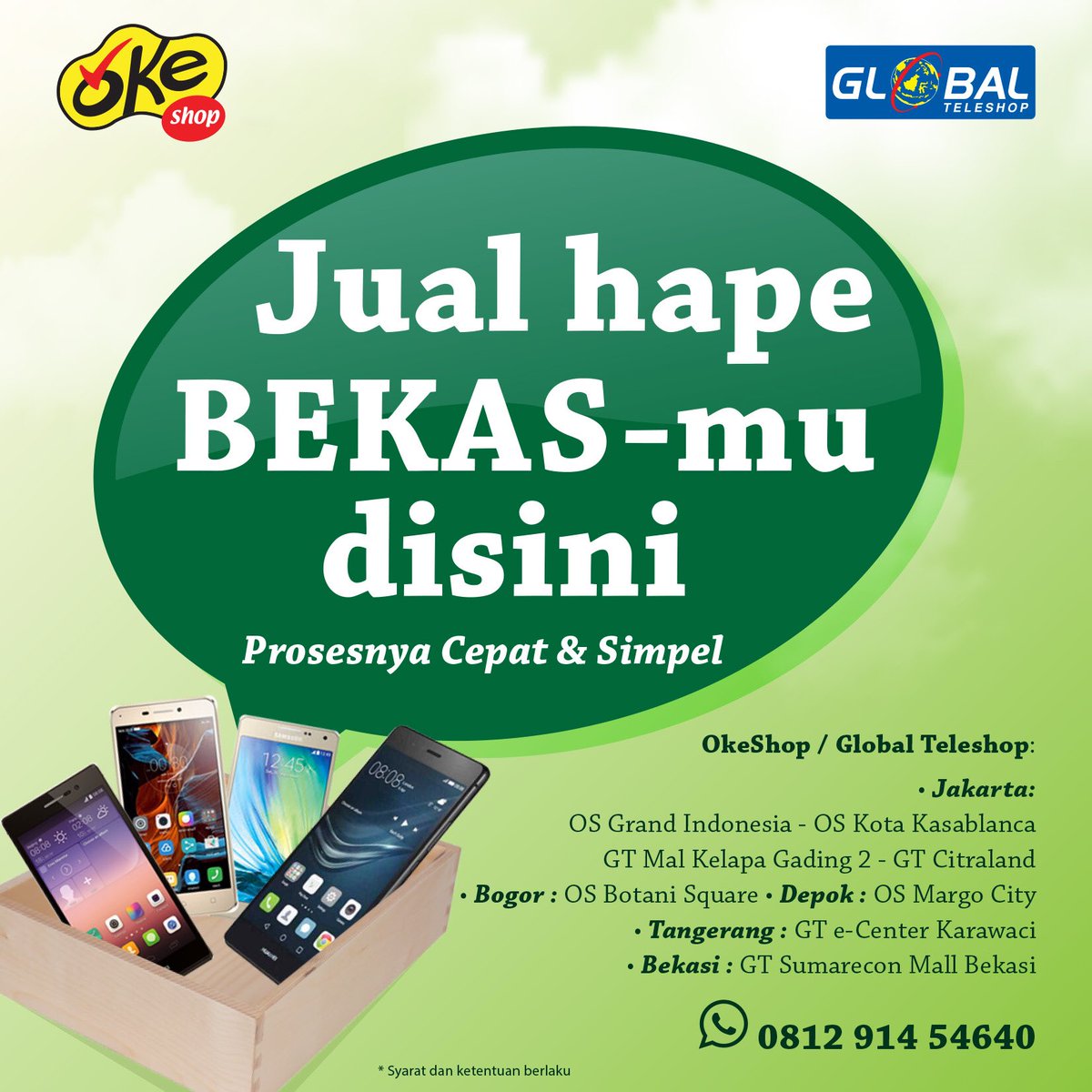 OkeShop's tweet photo. Jual Hape Bekasmu disini! Langsung bawa Hapemu kesini. #jualhape #jualandroid #jualhapebekas #jualhpbekas https://t.co/ZD2H03QPaG