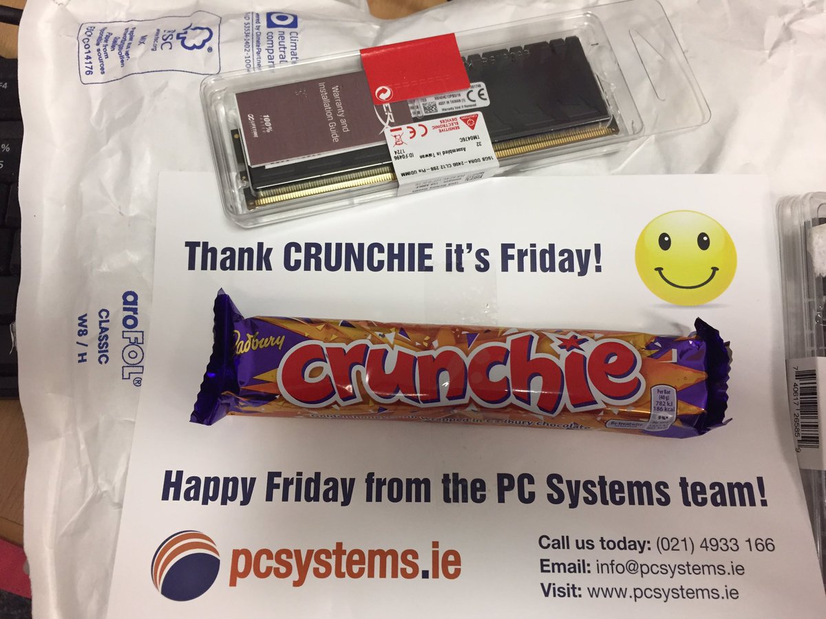 rscork's tweet photo. @somahony73 Just as well you didn't open that delivery on Friday from #PcSystems #HappyMonday @CadburyIreland https://t.co/FCyz82IuUF