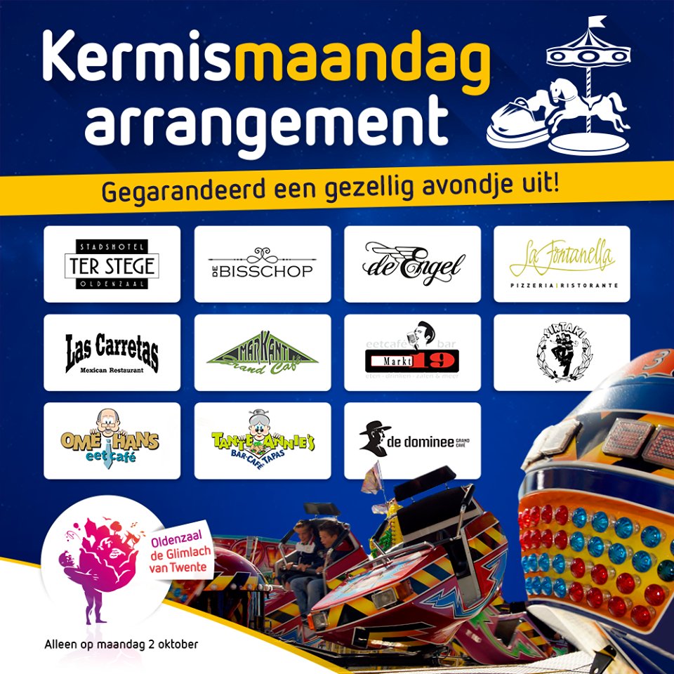 TIOldenzaal's tweet photo. Vandaag leuke #kermisarrangementen tijdens de @kermisoldenzaal bij o.a. @CafeDeEngel @CafeMarkant @Markt19 @Las_Carretas #TerStege #Dominee https://t.co/amCBg16EMf