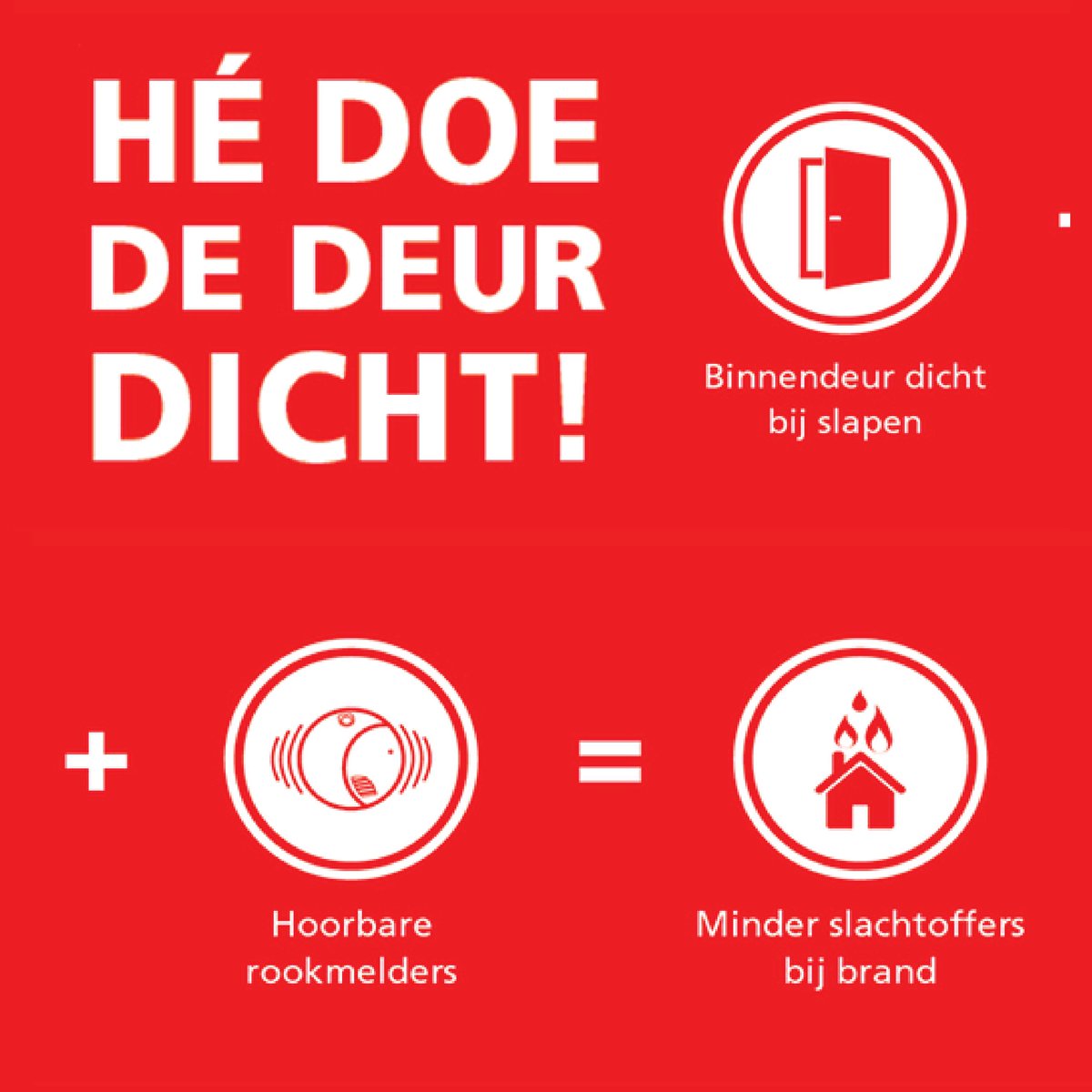 Start Nationale Brandpreventieweken 2017. Binnendeuren dicht+hoorbare rookmelders= minder slachtoffers bij brand