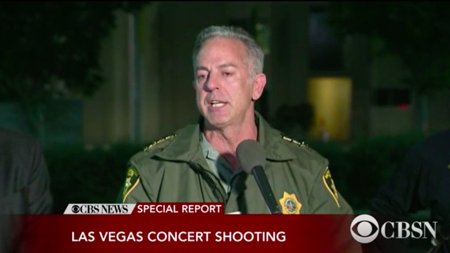 CBSNews's tweet image. SPECIAL REPORT: Officials give update on deadly shooting at Las Vegas music festival cbsn.ws/2fDLfkU