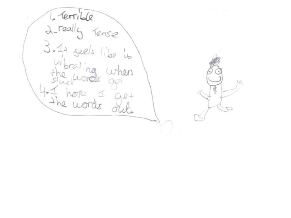 letstalktherapy's tweet photo. We asked one of our children to draw what it feels like to stammer.. "it feels like it's vibrating when the words get stuck" @J_TalkTherapy https://t.co/FBrRtmTc7I