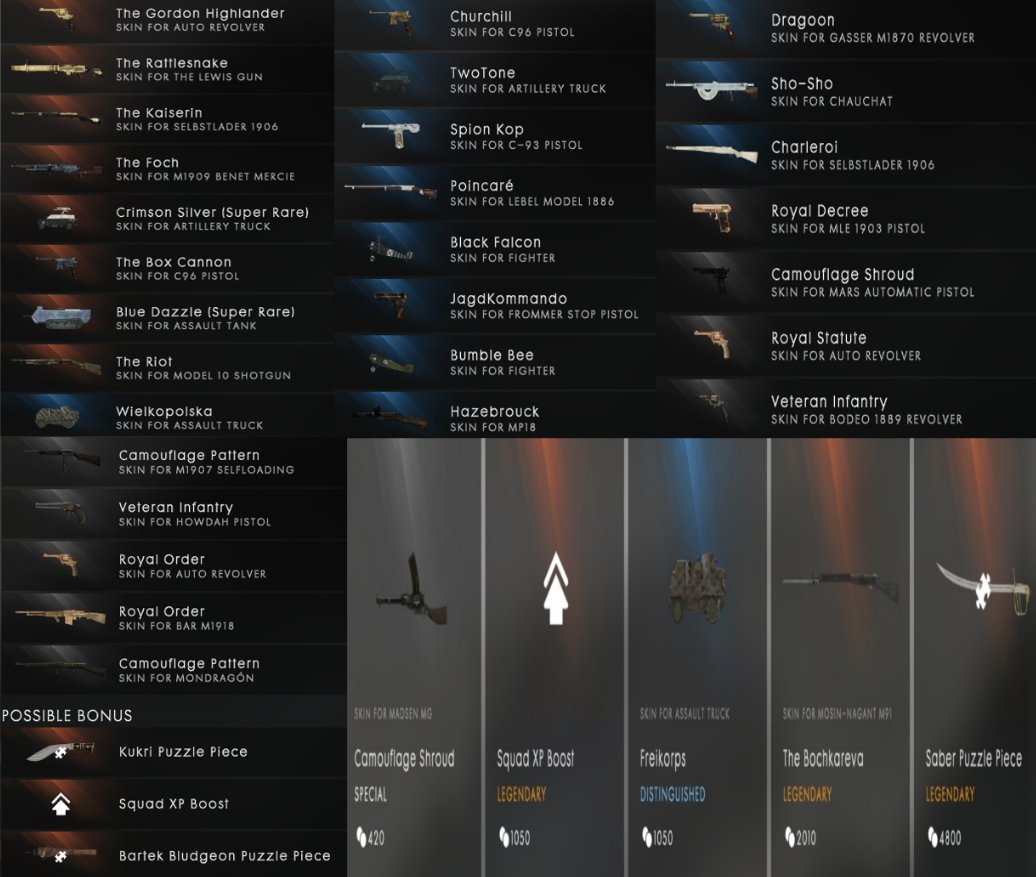 Battlefield Bulletin News Battlepack Revision 54 Live Now In Bf1 Weapon Vehicle Skins Kukri And Bartek Bludgeon Puzzle Pieces Exchange Items T Co Bieref1wl8