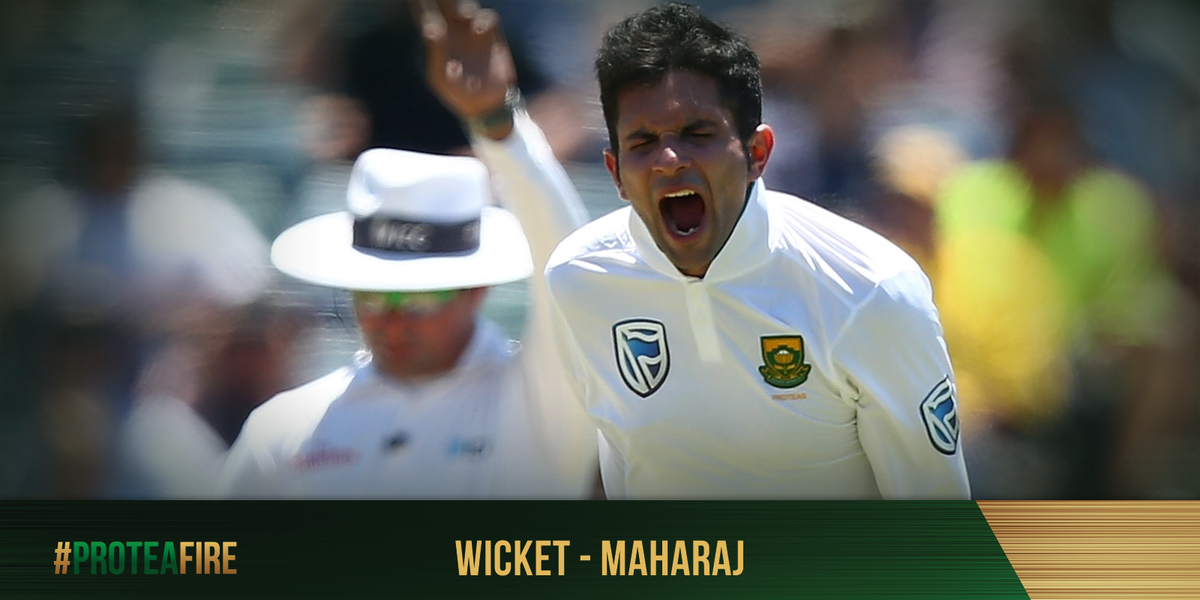 ProteasMenCSA's tweet photo. OUT! @keshavmaharaj16 joins the party! Rahman is trapped lbw for 4. BAN 67/7 (24.2 ovs), need 357 to win. #ProteaFire #SAvBAN https://t.co/VYZy7LgSCv
