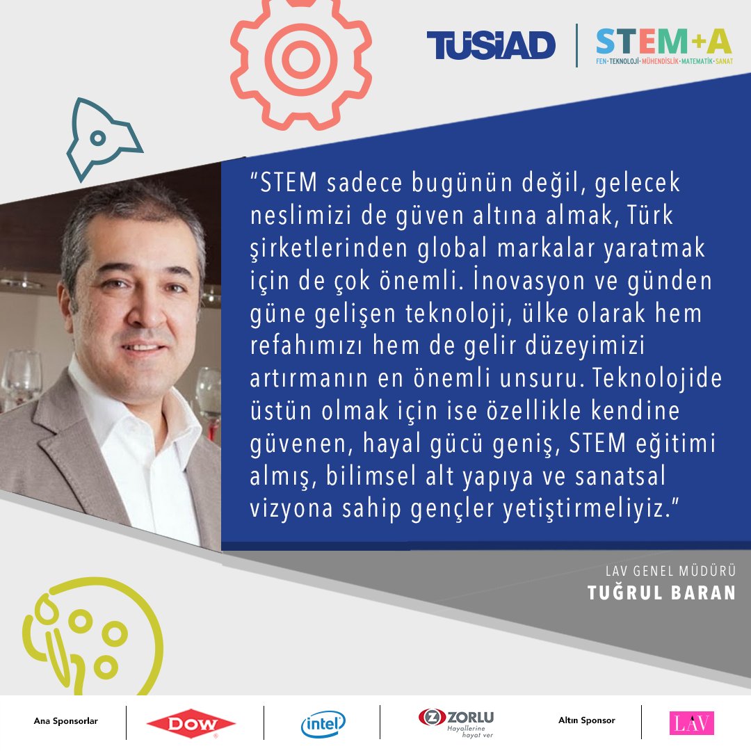 tusiadstem's tweet photo. Altın sponsorumuz @LAVTURKIYE Genel Müdürü Tuğrul Baran, STEM+A'nın gençlerin geleceğine olan katkısına değindi. #stem https://t.co/xf2mgf7yDM