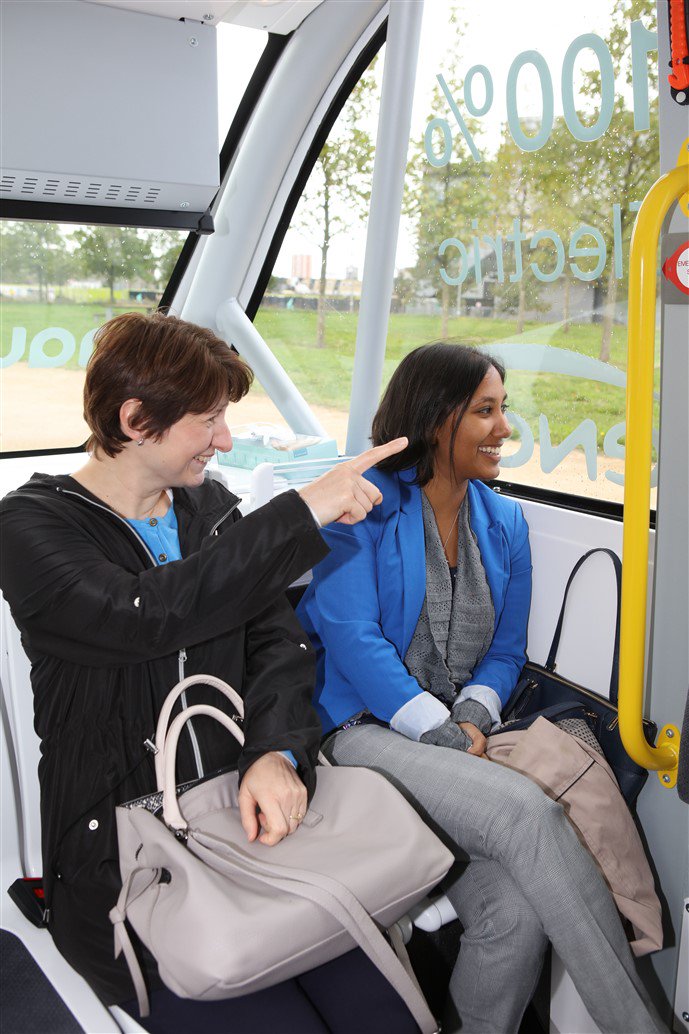 Our #AutonomousShuttle transported many passengers at the Queen Elizabeth Olympic Park! Thank you everyone for travelling with us 😉. #London