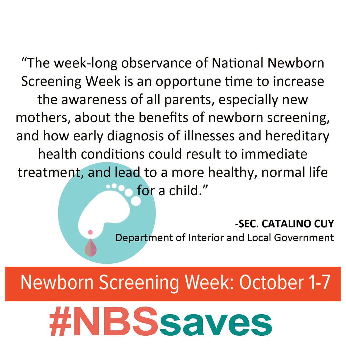 newbornscreenph's tweet photo. DILG Secretary Catalino Cuy on Newborn Screening #NBSweek #NBSsaves https://t.co/gDcKdFNyQP