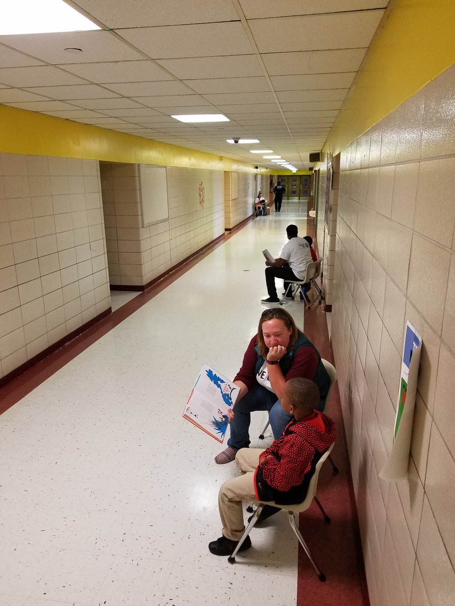 First Day of United Way Readers Volunteer Program.  Students are engaged!