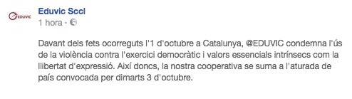 Ens sumem a l'aturada de país convocada per demà, 3 d'octubre. Actualment treballem per garantir els serveis mínims en centres residencials.