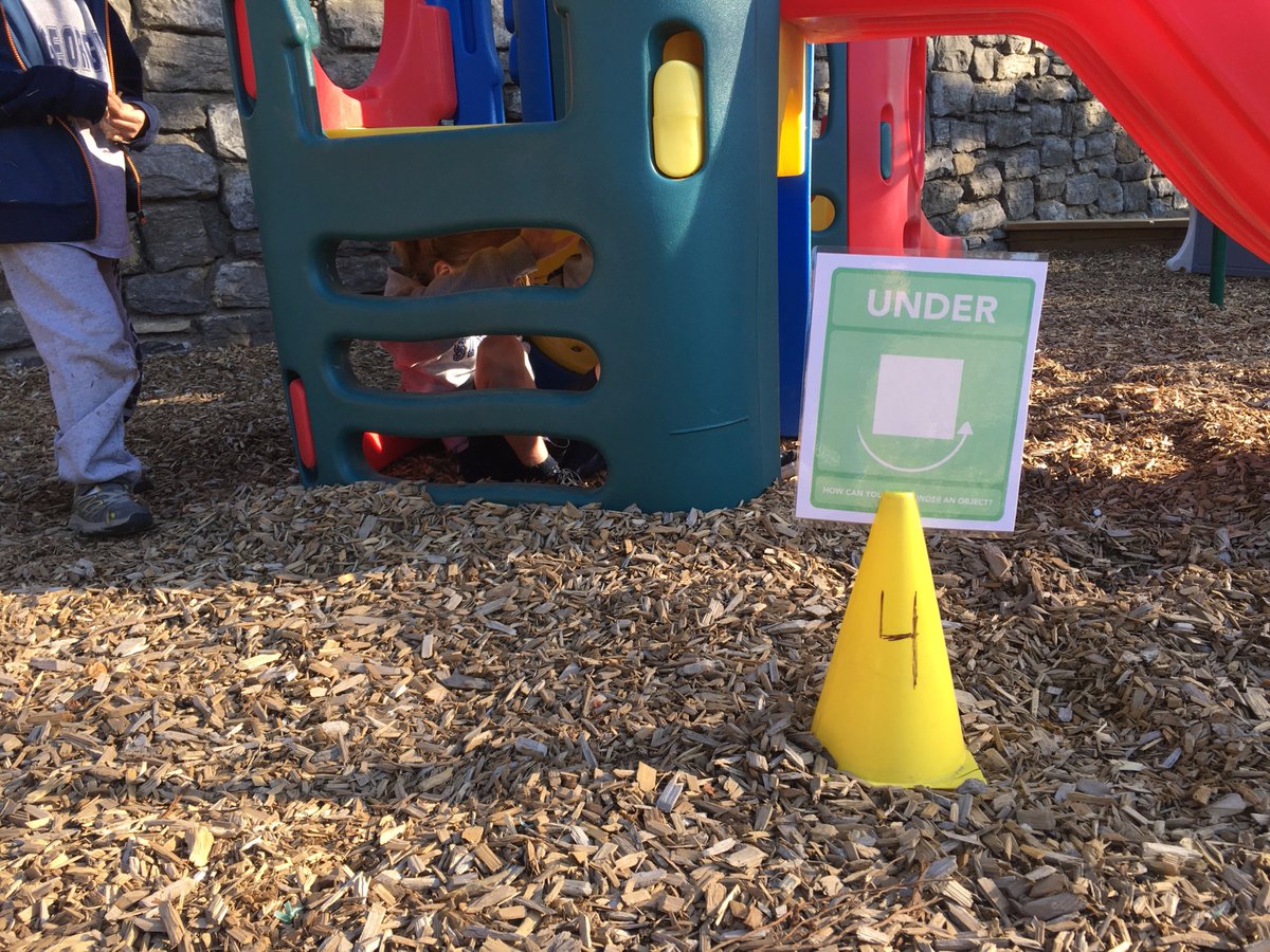 phys_educator's tweet photo. "Can I show you something?" One part imagination, one part risk, one part learning and a whole lotta fun. Grade one students working on moving in relationship to objects using their playground equipment. Download the free printables here: https://t.co/uwUZI8cBI7 #physed https://t.co/0IGoiY7wd9