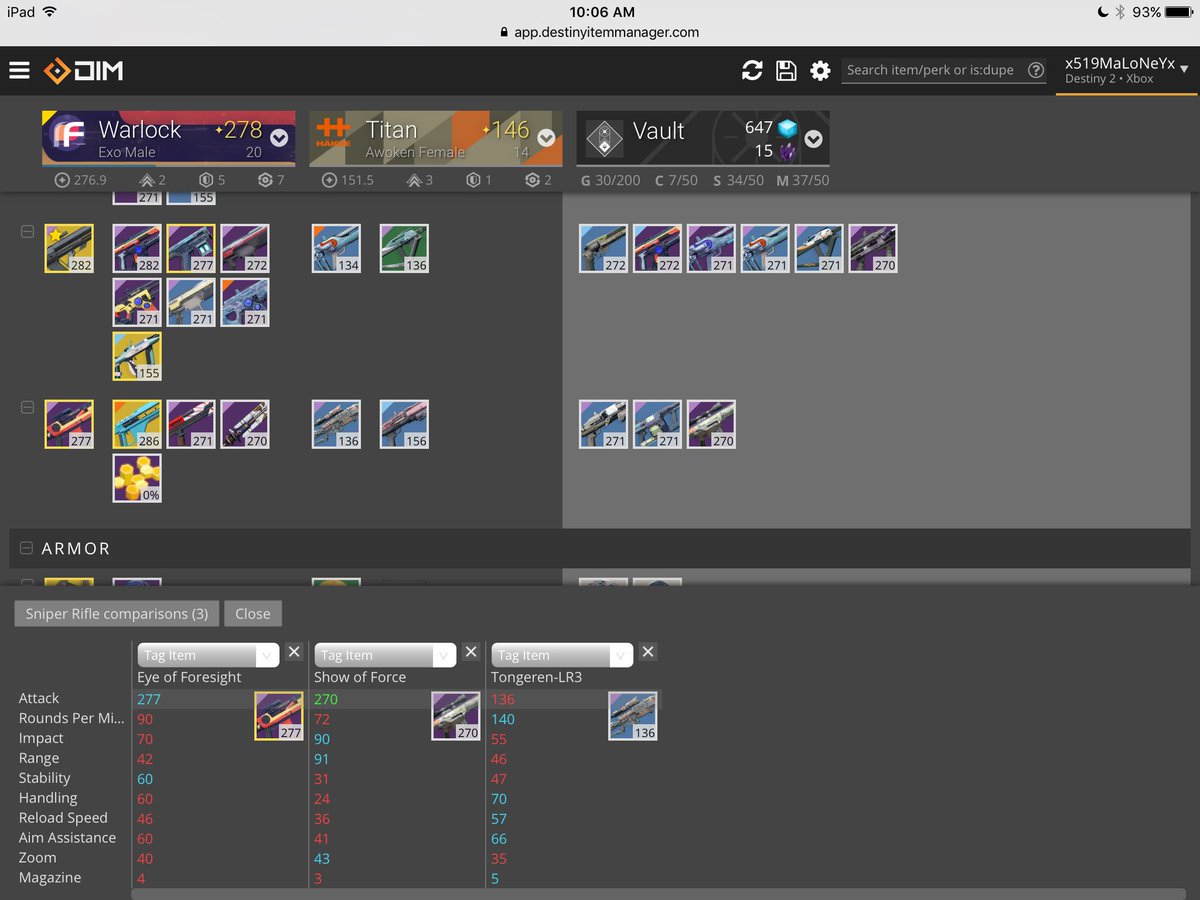 519Maloney's tweet photo. Im tellin you guys....just check out #DestinyItemManager. It's awesome!!! #destiny2 https://t.co/6ytXYkh4Xj