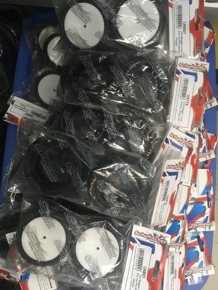 Getting ready for the indoor off-road buggy season? You'll Love our Schumacher tire special! Price drop on all in stock Schumy tires.