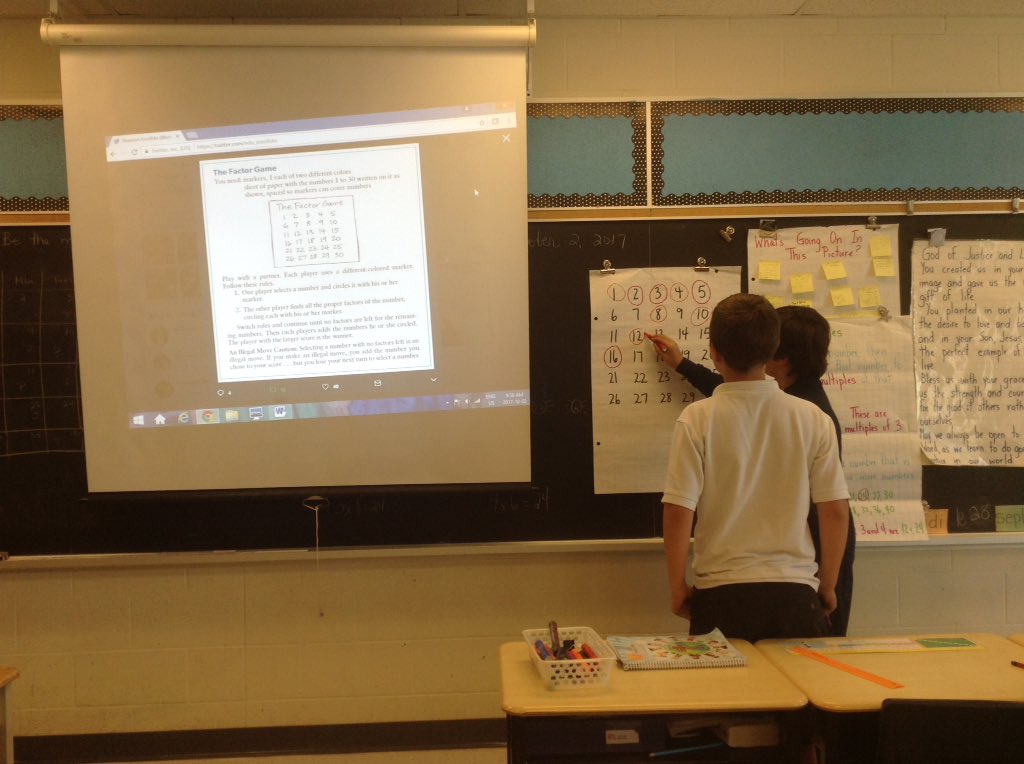 edu_iossifidis's tweet photo. Playing "The Factor Game" as we begin our exploration of prime and composite numbers. Thanks @mburnsmath for posting the rules of the game. https://t.co/F4pr7MRV1b