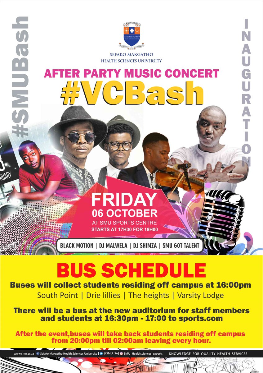 SMU_SA's tweet photo. Busses are scheduled to transport both students and staff to and from the #VCInauguration. #VCBash. #WeAreSMU. https://t.co/nEoIMUsKFS