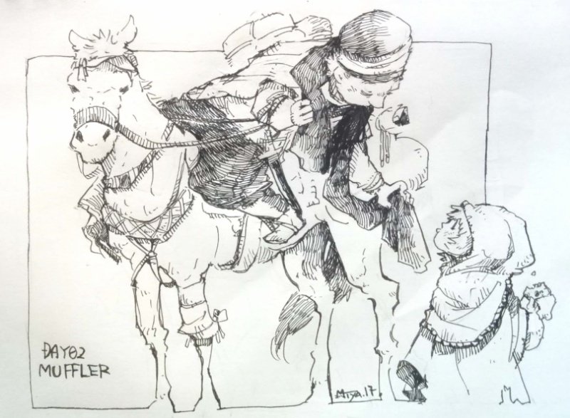 2日目
「マフラー」
#inktober
#うちの子に1日1つプレゼントを贈る
