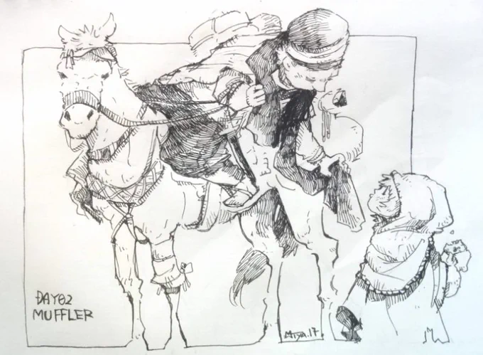 2日目
「マフラー」

#inktober 
#うちの子に1日1つプレゼントを贈る 
