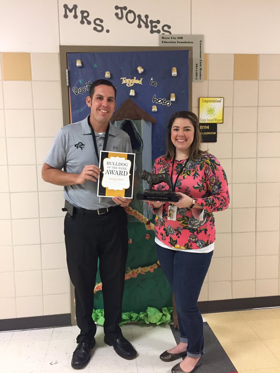 RoyseCityHS's tweet photo. Congratulations to last week's Bulldog of the Week, Mrs. Ashley Jones!!! https://t.co/Ys5DTCCcvc