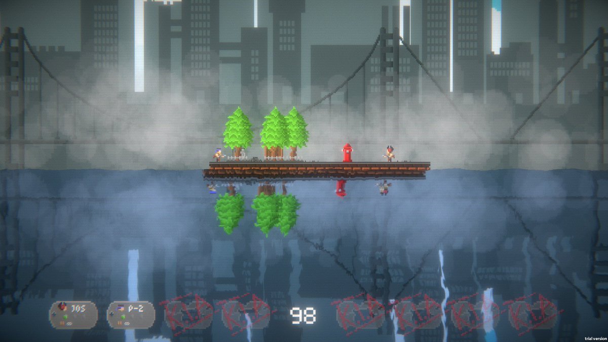 EpicNerdRage's tweet photo. Super happy with the way my game Jump Gunners is looking, and its out this month on steam :) #indiedev #gamedev #pixelart #Steam https://t.co/g9eip6jBqo