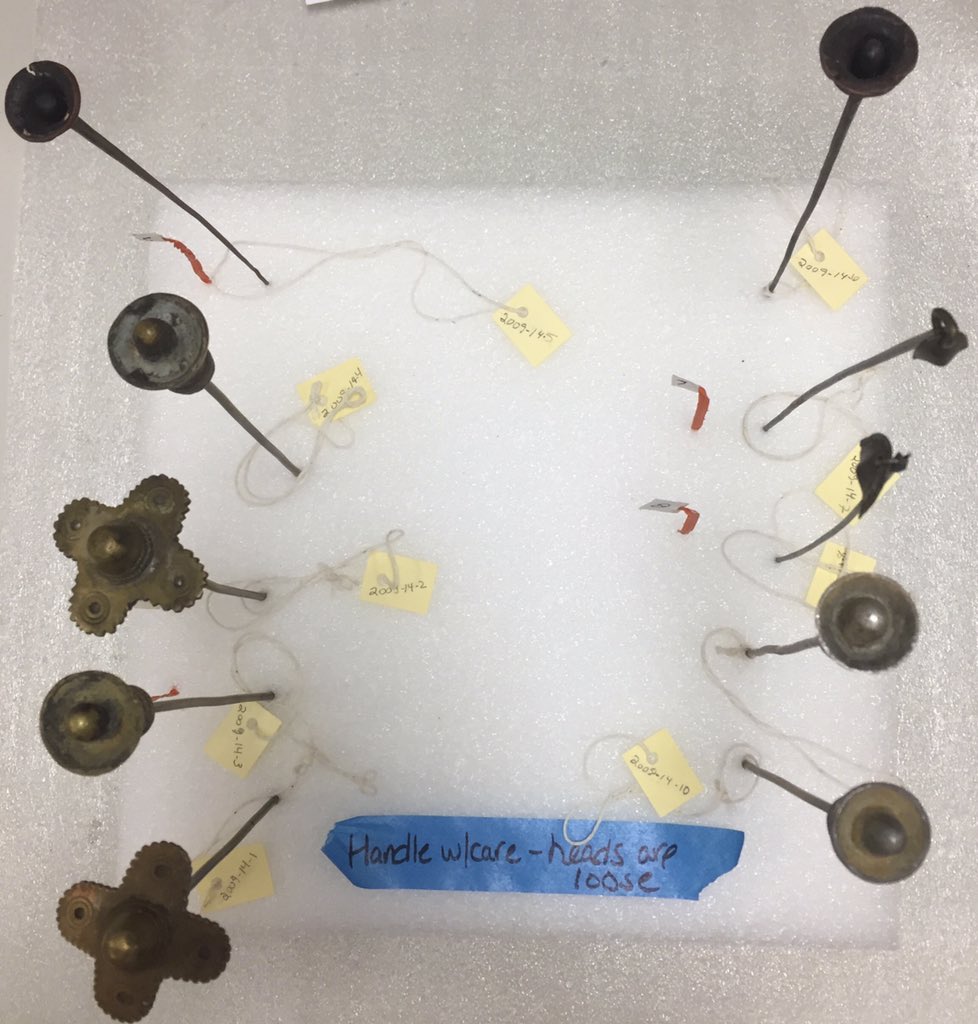 si_africanart's tweet image. Kuba hatpins &amp;amp; their tiny mounts stored in Ethafoam &amp;amp; prepared for exhibition by #mountmakers &amp;amp; NMAfAconservation .
#VisionaryAfrica #DRC