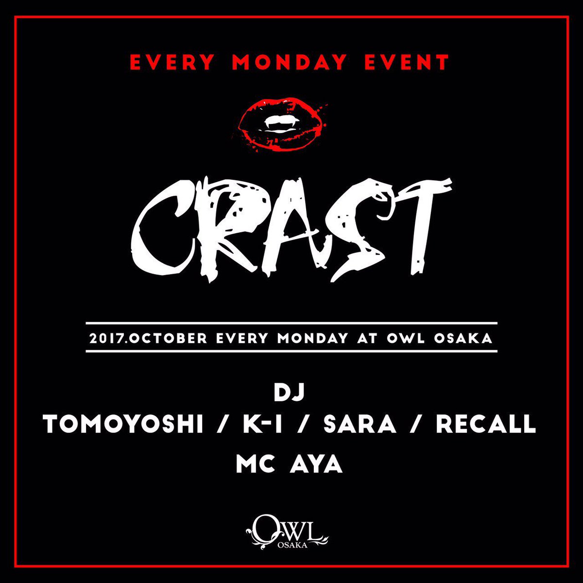 takumitouda's tweet photo. 今夜は #CRAST @clubOWL 🙌🙌
ゆーすけくんの代打で入らしてもらいます🔥
今夜は梅田でパーティしていきましょう👏
19時オープン🎉
来られる方は連絡ください！！ https://t.co/uJiQpMjVbc