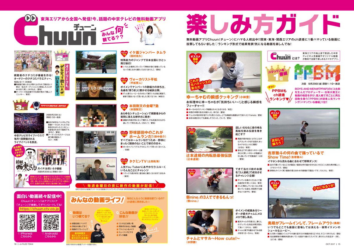 Ch Files関西版 ハマる人続出 の無料動画アプリ Chuun チューン Ch読者にどの番組が一番面白いか アンケートをしたら ボイメン のppbmが1位でした そんなppbm動画のch独自読者ランキングも最新号にドーンと掲載 高校生の心を掴んだメンバーを Ch Files関西版 ハマる人続出 の無料動画アプリ Chuun チューン Ch読者にどの番組が一番面白いか アンケートをしたら ボイメン のppbmが1位でした そんなppbm動画のch独自読者ランキングも最新号にドーンと掲載 高校生の心を掴んだメンバーを