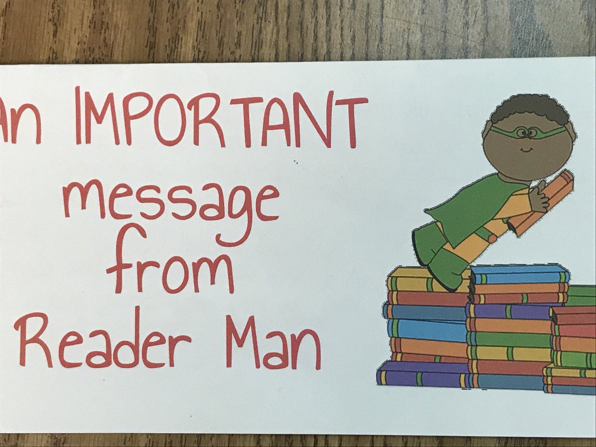 Frogtasticclass's tweet photo. Readerman visited Friday! Checkout our reading super power #kellerliteracy #TCRWP #heroesrock @HESHeroes #pointerpower https://t.co/GYn8YoOx7b