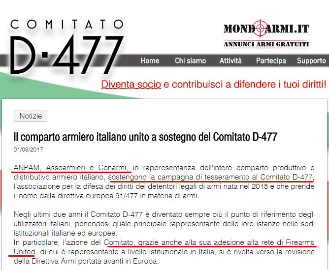 beretta_g's tweet photo. La #Beretta, #Tanfoglio, #Fiocchi sono membri di #ANPAM che sostiene il Comitato D-477 che è parte della rete #FirearmsUnited (>foto sopra). https://t.co/ukaM2cIpkw