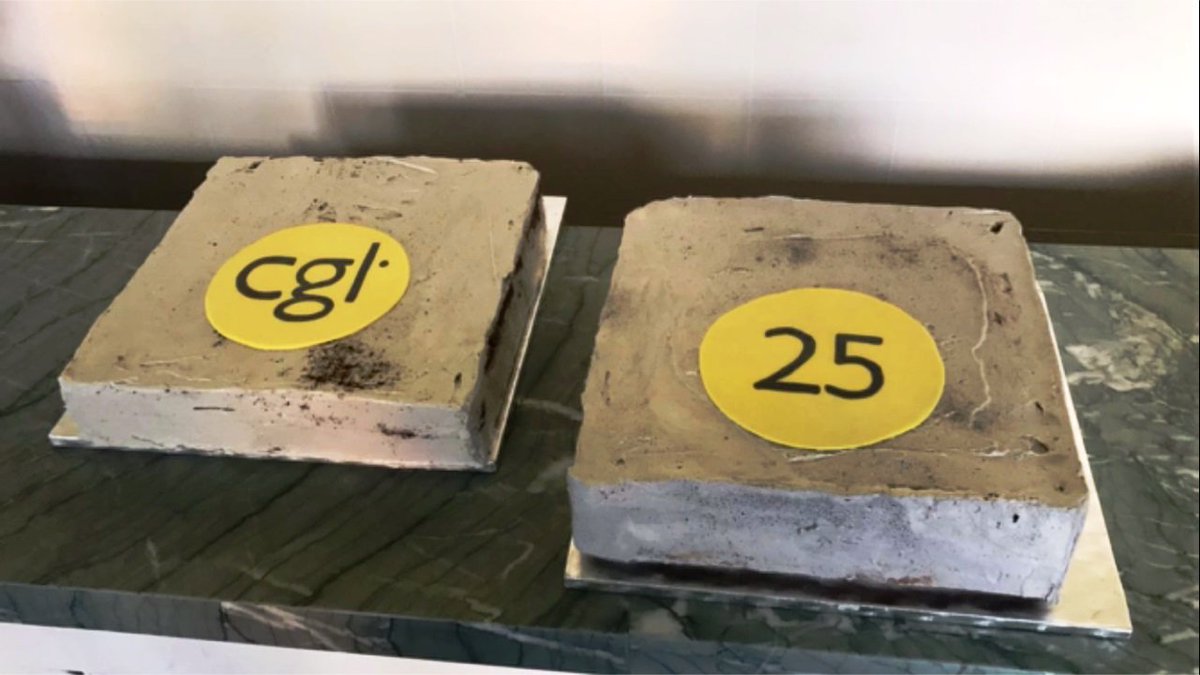 CGLUK's tweet photo. In honour of #nationalcakeweek here's our two 'concrete block' cakes from the #cgl25 party last week! Choc / Earl Grey &amp; Vanilla / Choc 🍰 https://t.co/YpFbMEHd1h