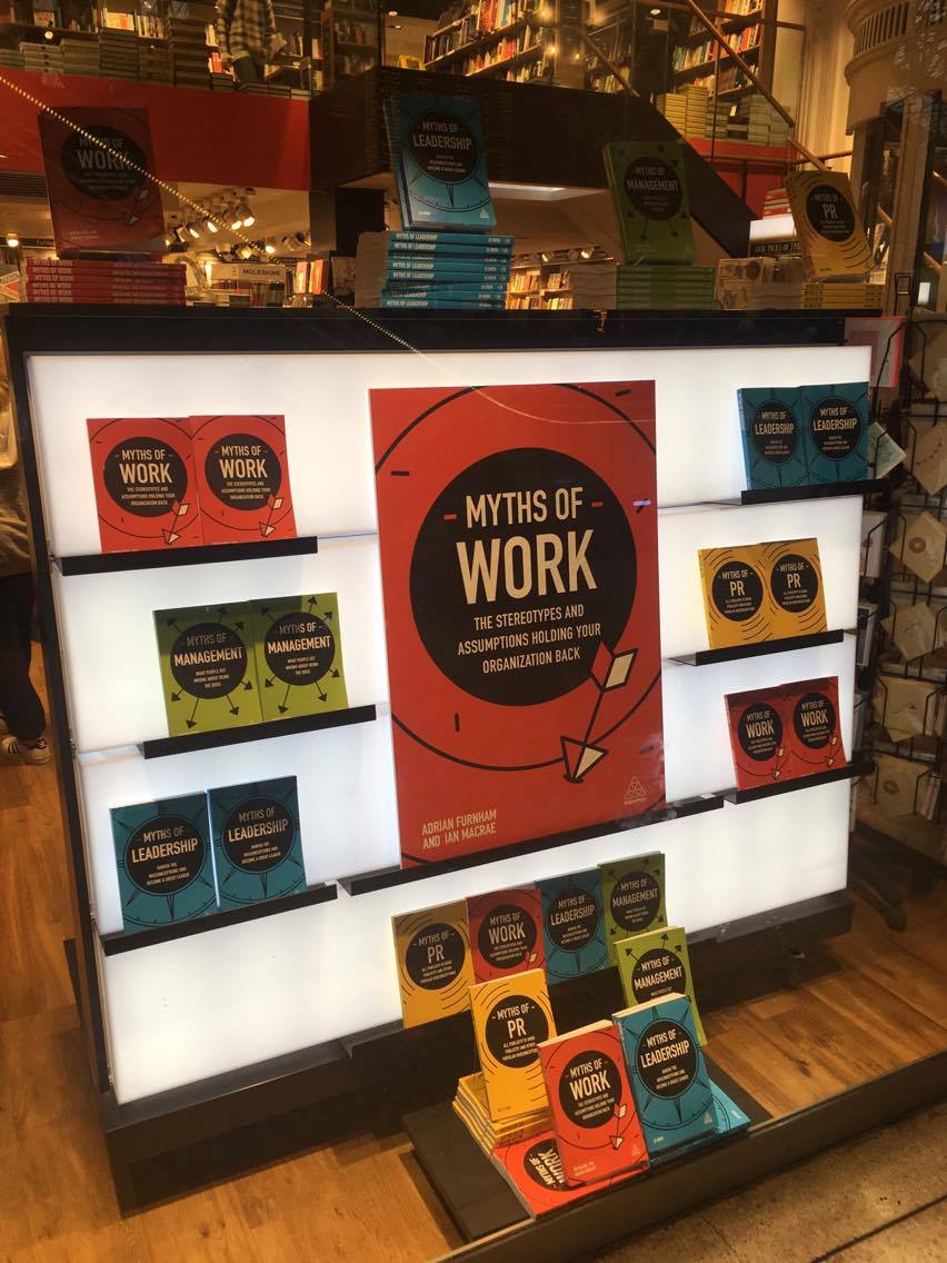 KoganPageMktg's tweet photo. Very excited to see the @koganpage #BusinessMyths series display in the window of @Foyles at Waterloo, including #MythsofPR by @RichLeighPR! https://t.co/YKo5iFecVG
