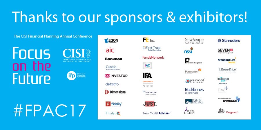 CISI's tweet photo. We'd like to thank all our sponsors and exhibitors for their support at this year's CISI Financial Planning Conference #FPAC17 https://t.co/Utkh0MMIoQ