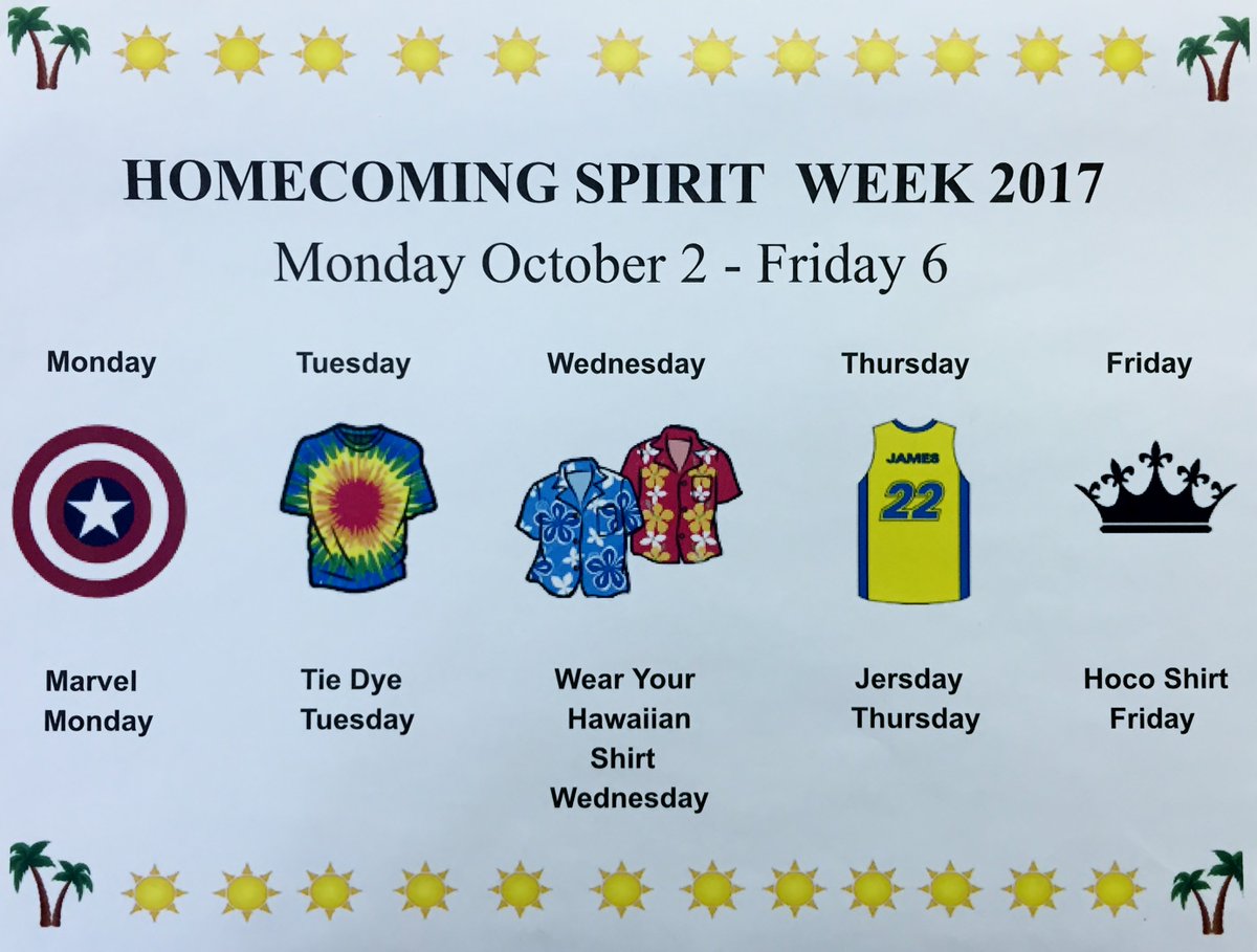 Homecoming Spirit Week begins today at TJHS! Plan your outfits accordingly. #WErTJ <a href="/TJHS_council/">TJ Student Council</a>