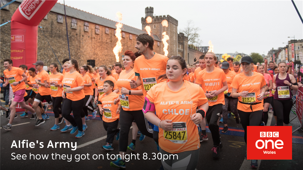 BBCWales's tweet photo. Did Alfie's 100 strong army finish the #CardiffHalf Marathon?

🏃🏻 #AlfiesArmy2017
👟 Tonight, 8.30pm
🏅 @BBCOne Wales https://t.co/WT9D1DfOc9