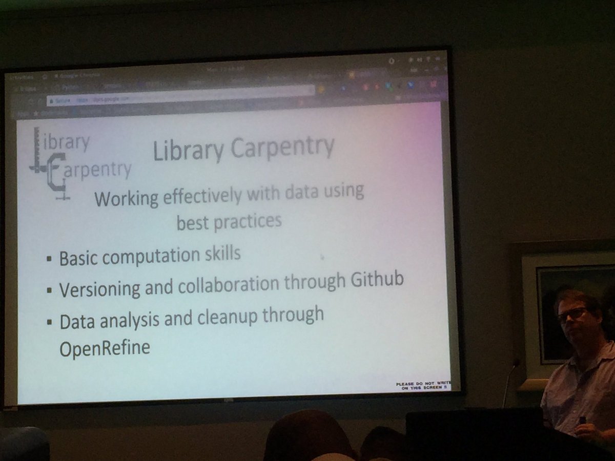 feestill's tweet photo. South African Library Carpentry happening now! #liasaconference #SALibchat @LibCarpentary LIASA 2-6 October 2017 https://t.co/luQTDPPrAw