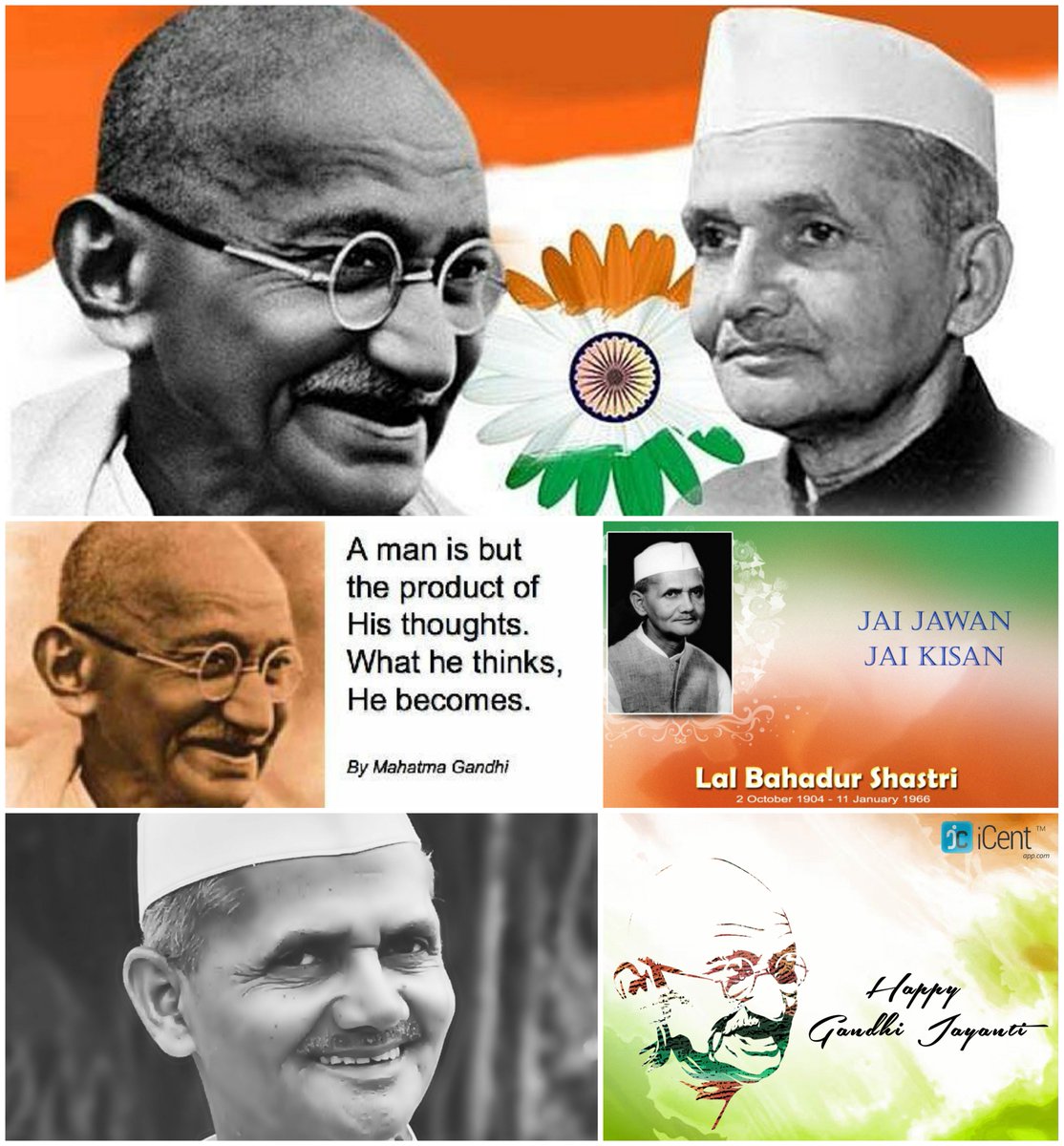 iCent app on Twitter: "Tributes on the birth anniversaries of Mahatma  Gandhi and Lal Bahadur Shastri ji. #GandhiJayanti #JaiJawanJaiKisan  #LalBahadurShastri… https://t.co/0PkmTwU775"
