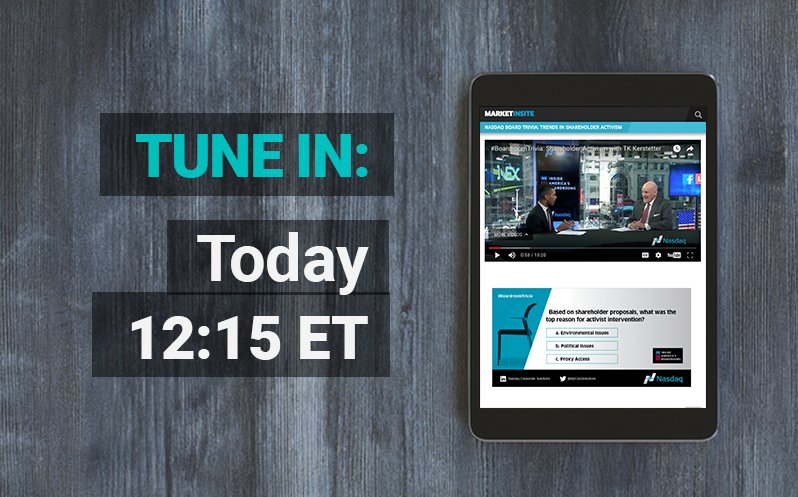 BoardResources's tweet photo. Today at 12:15 ET we broadcast LIVE from @Nasdaq for October's #BoardroomTrivia discussion โ Details here: https://t.co/zIaIjHnfDx #CorpGov https://t.co/xVAsiOwYW0