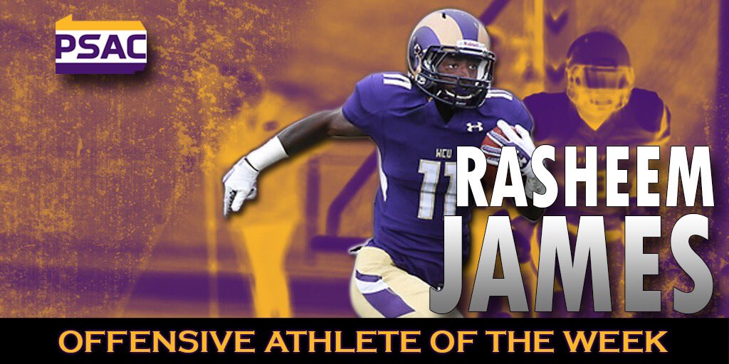 WCUAthletics's tweet image. West Chester University's Rasheem James wins PSAC East Offensive Player of the Week #RamsUp