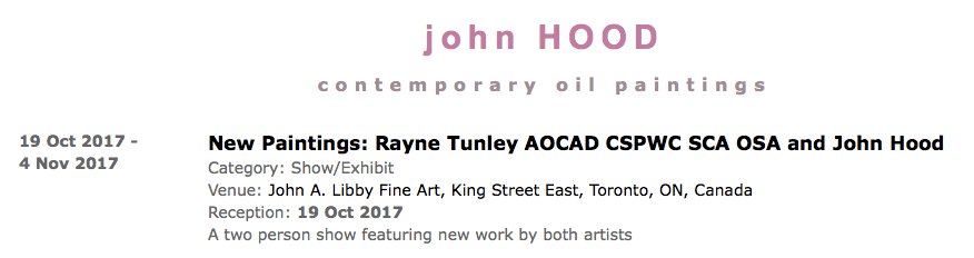 Fan0fArt's tweet photo. Upcoming #TorontoArtShow October 19th to November 4th 2017 #JohnHood #RayneTunley #Artists at #JohnALibbyFineArt #ArtGalleries https://t.co/aFlH54SeHa