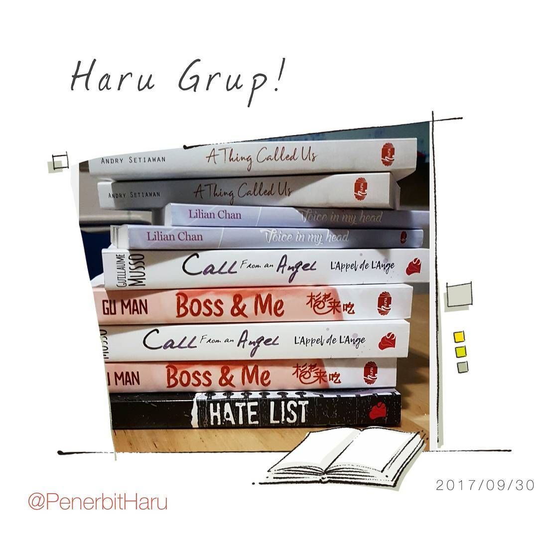 penerbitharu's tweet image. Yang akan segera hadir bulan oktober nanti. Siap2 ikutan Pre-Ordernya ya
.
.
#ATCHU
#BossNme
#VoiceInMyHead
#CallFromAnAngel
#HateList