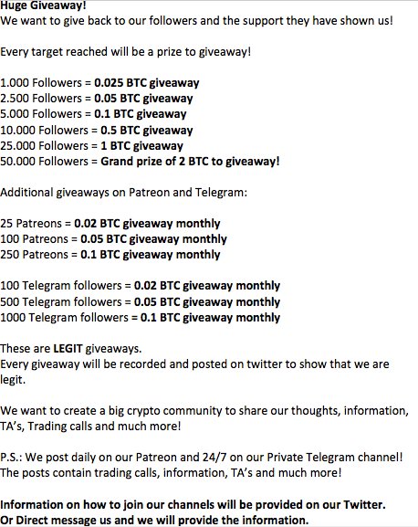 CryptoWhaleCall's tweet image. HUGE GIVEAWAY! 
- RETWEET/ LIKE/ FOLLOW and SHARE! 
GIVING BACK TO OUR FOLLOWERS!
- PRIZE FOR EVERY TARGET REACHED!

$BTC $ETH $crypto $alts $MTL $EMC2 $PAY $LTC $NEO $STRAT $TKN $OMG #BTC #ETH #cryptocurrency $QTUM $iota $game $BAY $ARDR