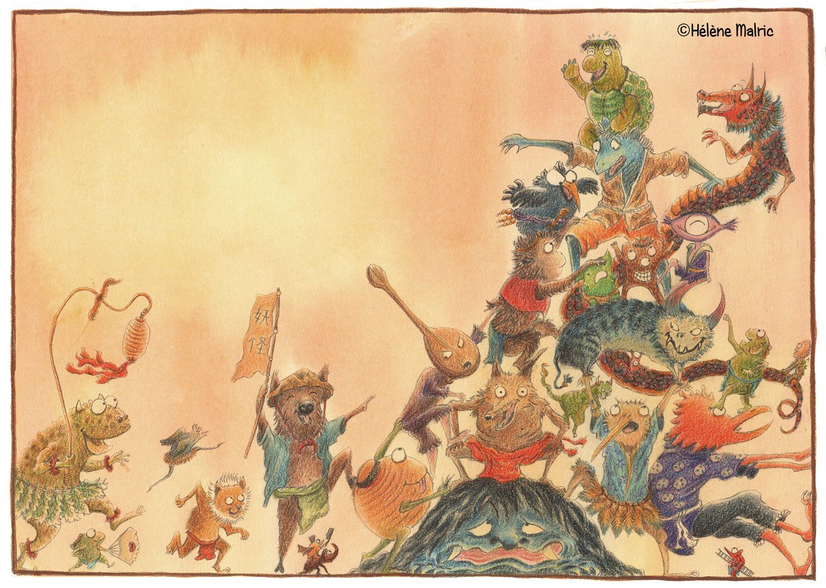 HMalric's tweet photo. The Project of book "Yosuke" is almost finished and almost ready to be sent to edition house :-) #polychromos #Pencildrawing #Japan #yokai https://t.co/YlbnFUKX3B