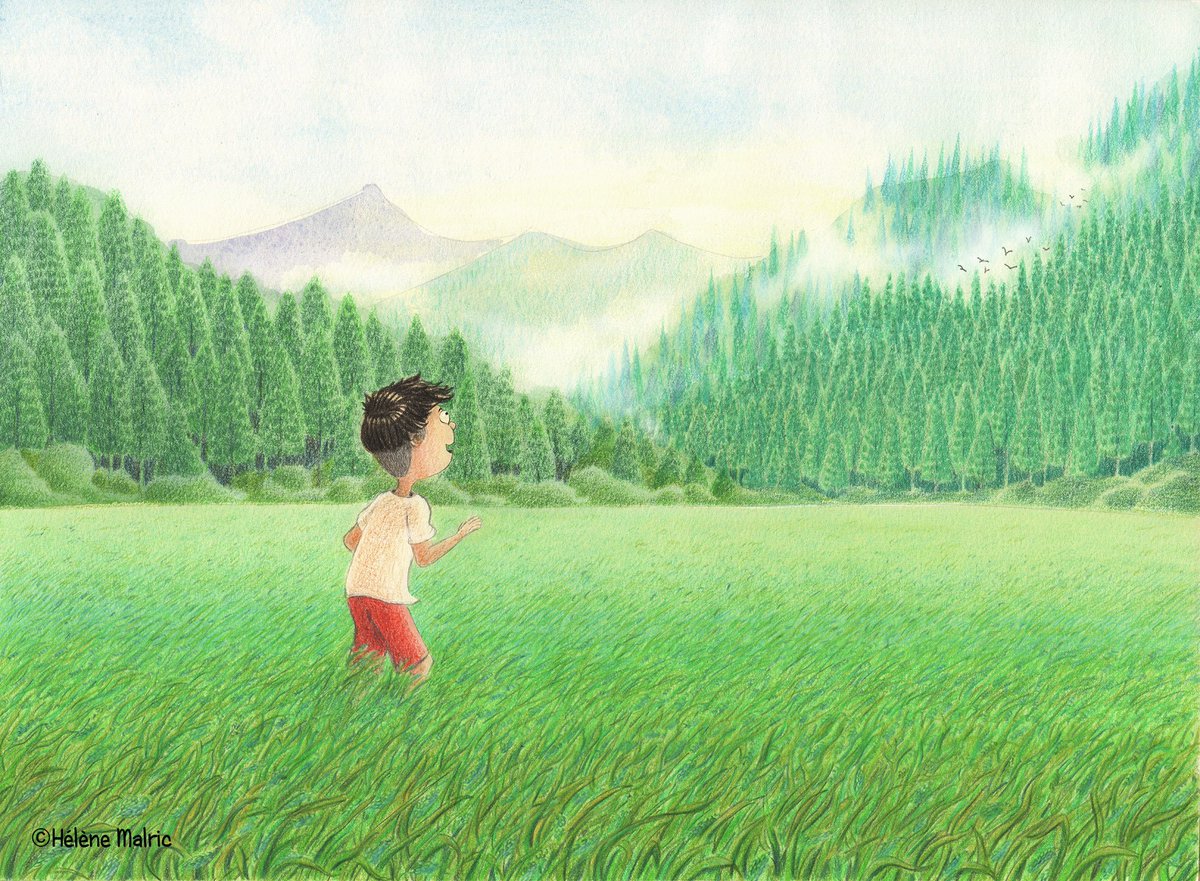 HMalric's tweet photo. The Project of book "Yosuke" is almost finished and almost ready to be sent to edition house :-) #polychromos #Pencildrawing #Japan #yokai https://t.co/YlbnFUKX3B