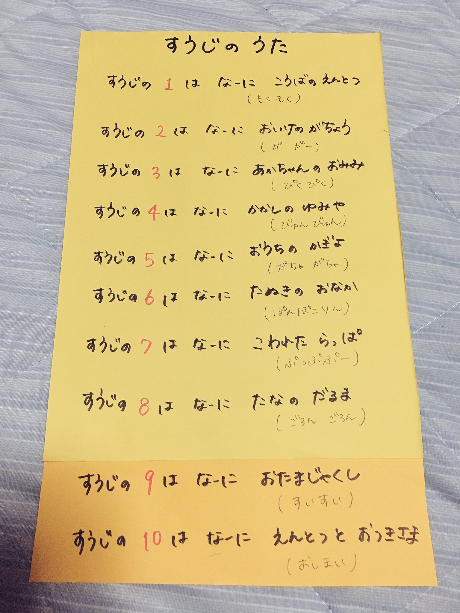 ことり Twitterissa 職員によって すうじのうた の歌詞が それぞれすぎる 個性は大事だけど 子どもたちには正しい歌詞を覚えてほしい と検索 童謡って 保育園や幼稚園でたくさん覚えるよね もしかしたら保育園や幼稚園でしか 教えてもらわないのでは