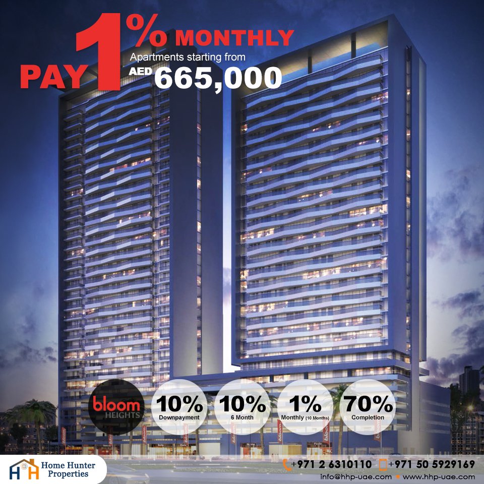 HomeHunterUAE's tweet photo. PAY 1% MONTHLY in Bloom Heights! Apartments starting from AED 665,000.
#UAE #Dubai #JVC #BloomHeights #Apartment #RealEstate #HomeHunterUAE https://t.co/vLNLrvHeOa
