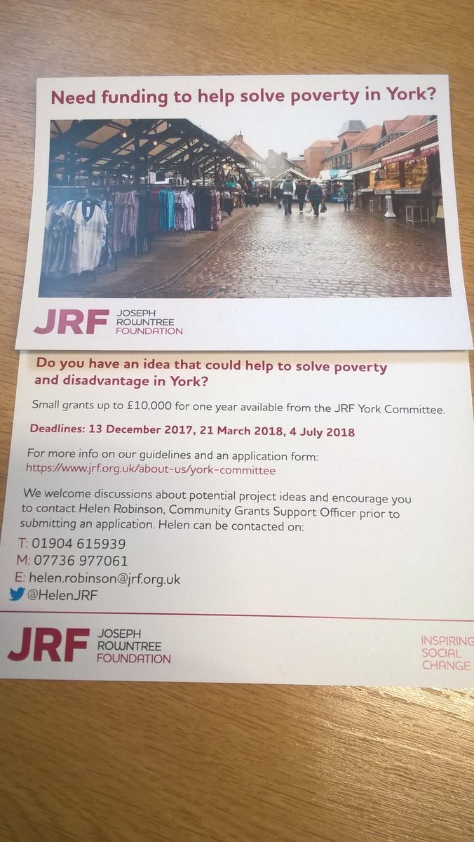 Can you help solve poverty in York? Check out <a href="/jrf_uk/">Joseph Rowntree Foundation</a> York Committee's new funding criteria jrf.org.uk/about-us/york-… … Deadline: 13.12.17
