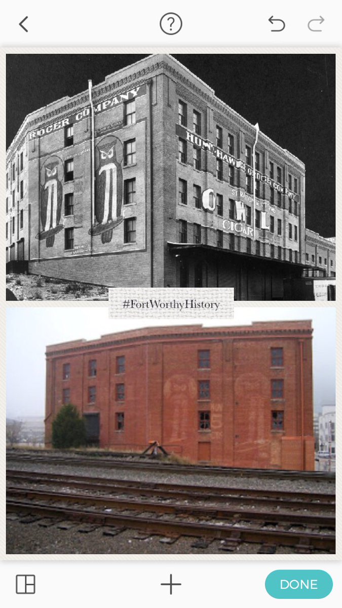 FtWorthyHistory's tweet photo. 1911 #MontgomeryWards Mail Order Service Bldg painted to advertise #OwlCigar (1928) Today we still see the faint owls at #7thSt and Grove. https://t.co/susrEegtxq