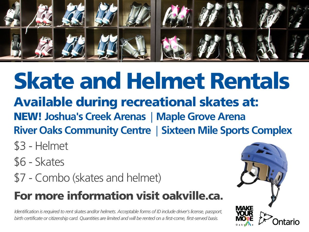 DYK - Skate & helmet rentals are available at a number of arenas during recreational skates! oakville.ca/culturerec/pub… https://t.co/HUUhzo911r