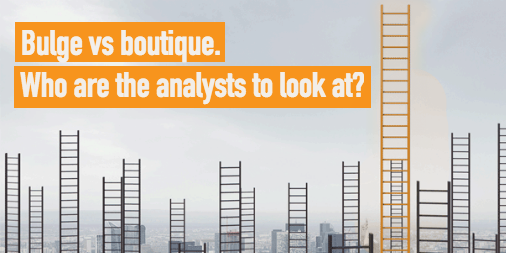 we_convene's tweet photo. Bulge vs Boutique. Who are the analysts to look for? https://t.co/ioCE0SGLyF #investor relations #mifidii #topanalysts #extelsurvey https://t.co/ycy1B27aVK